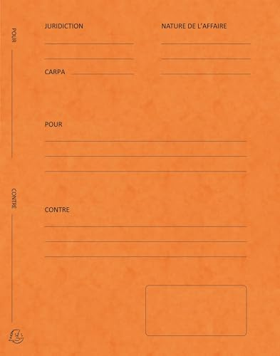 Exacompta - Ref. 220106E - Caja de 5 paquetes de 25 carpetas de alegatos Par/Contra - en tarjeta brillante - Medidas 25 x 32 cm para documentos en formato A4 - color naranja
