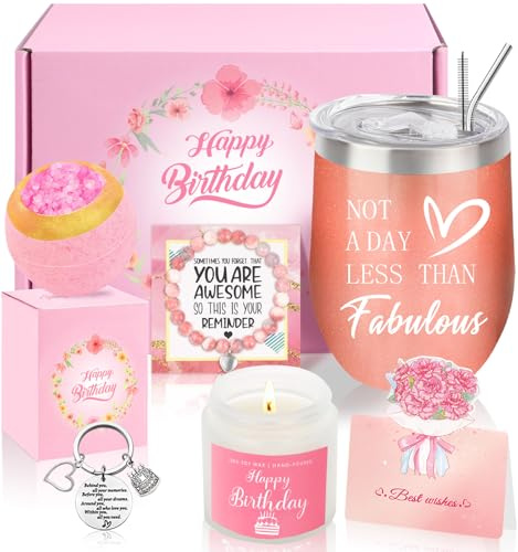 WITCOLOR Geburtstagsgeschenke für Frauen, Geburtstagspräsente für sie, ungewöhnliche Geburtstagskörbe Verwöhn-Geschenkbox für Freundinnen, Mutter, Ehefrau, Mädchen, Tochter, Schwester