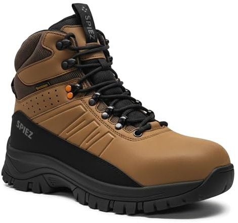 SPIEZ Chaussures de Sécurité Hommes S2 – Chaussures De Travail Légères Avec Embout Composite, Antidérapantes, Déperlantes & Antistatiques Marron, EU 39–46