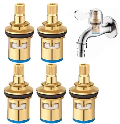 5 Stück Wasserhahn Ventiloberteil, Wasserhahn-Kartusche Ersatz Ventile, 1/2 Messing Scheibe Ersatz Ventile Armaturen wasserhahn kartusche für Badezimmer Küche