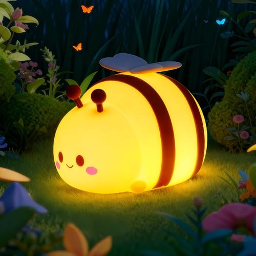 Bienen Nachtlicht Kinder, Silikon Lampe mit Touch Steuerung, USB Aufladbar | Dimmbar, Touch-Steuerung, Silikon, USB-Aufladbar, Niedliche Bienen Nachtlampe