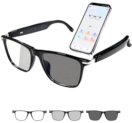 Tulbeys Bluetooth AI Smart Brille mit 160+ Sprachen, Farbwechsel-Linsen, Integriertem Lautsprecher & Klarer Audio - Echtzeit-Sprachübersetzer Brillen für Reisen, Meetings und Business Nutzung