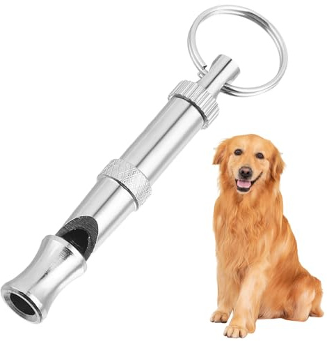 DECOMELODY Einstellbare Hundepfeife aus Vernickeltem Messing Tragbar mit Schlüsselring Geräuscharmes Training für Mittlere und Kleine Hunde Silber Zweifrequentes Signal für Mensch und Hund