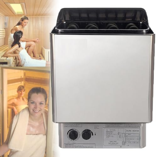 ToayNia Calentador eléctrico para Sauna doméstica, Calentadores para baño de Vapor seco, Estufa de Sauna, 3-9 kW, 220/380 V, Calentador de SPA, Estufa de Sauna Seca, Acero Inoxidable 6.0KW/220V