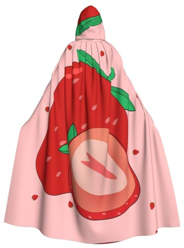 WHJDPP Capa con capucha para adultos con estampado de fresas de dibujos animados, sin cremallera, cómoda y duradera para juegos de rol
