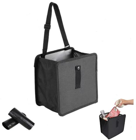 Cosbrutic Car Bin Pro - Waterproof Leak-Proof Collapsible Trash Can with Storage Pockets | Includes 2 Rolls of Garbage Bags for SUV, Truck, Van, Travel