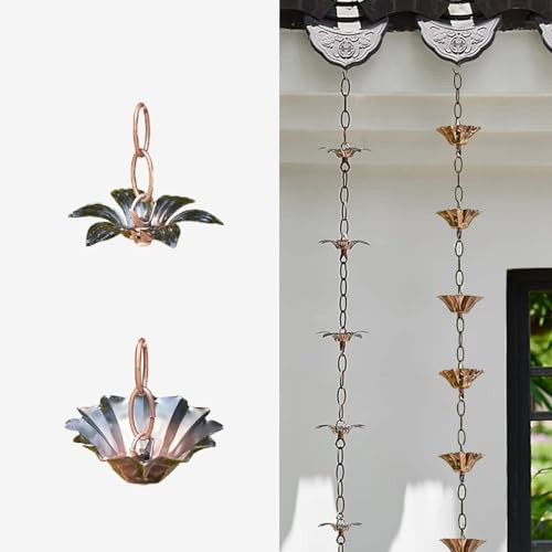 Regnkedja I Metall Med Blommönster, Hängande Stuprörskedja För Ytterdörr För Reservstuprör/Hängrännor, Avledande Vattenuppsamlare För Utomhusbruk,Lily-4 m (13ft)