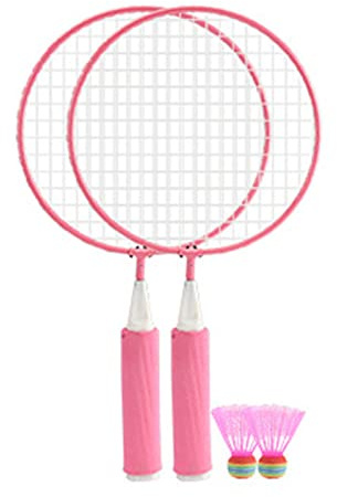 NOENNULL Ensemble de Badminton pour Enfants, Ensemble de Raquettes de Badminton pour Enfants, Grand Filet, Poignée Souple Antidérapante, Prise en Main Confortable, Raquette de pour avec 2 Balles