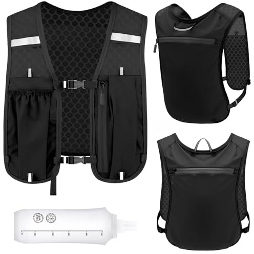 JOTOL Gilet Zaino Trail Running per Uomo e Donna con Borraccia Morbida 500ml, Cinghie Pettorali Regolabili, Leggero & Traspirante, Running Vest per Maratona Jogging Ciclismo Escursione