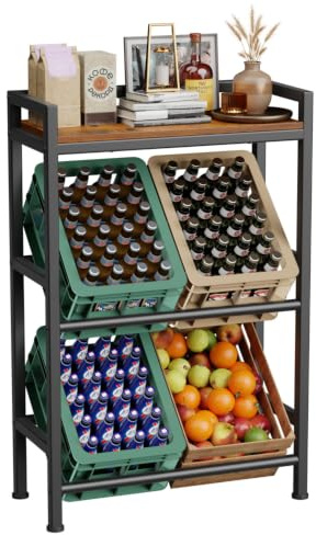 HFHOME Estante metálico para 4 Cajas de Bebidas con Bandeja.