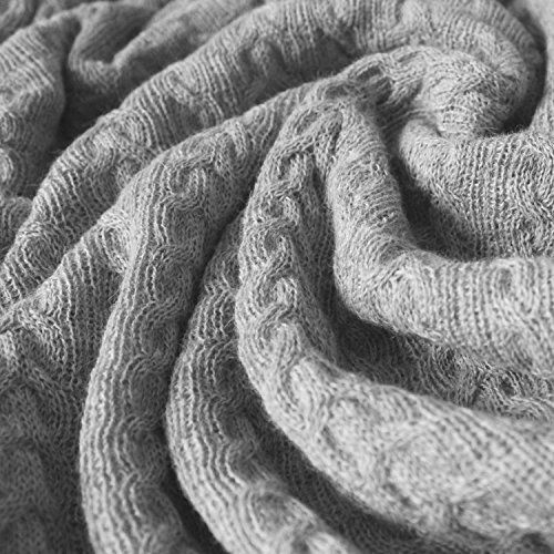 Lorenzo Cana - Voluminöse Luxus Alpakadecke aus 100% Alpaka - Wolle vom Babyalpaka - grau - Zopfmuster Fair Trade Decke Wohndecke, gestrickte Sofadecke Tagesdecke Kuscheldecke - 96035