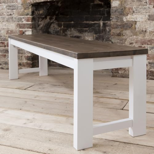Noa & Nani Hever Bench In White And Dark Pine