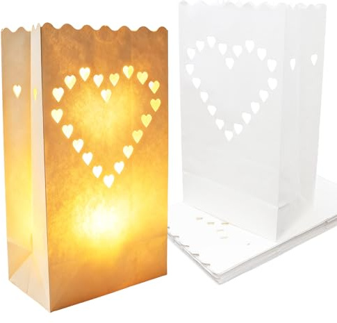 Yalulu 20 Stück Lichttüte Deko Licht Tüte Teelicht Kerze Taschen Candle Bags für Hochzeit Party Dekoration (#1)