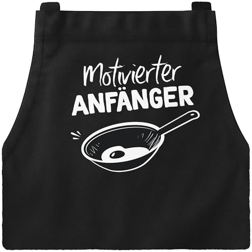 MoonWorks Grill-Schürze für Männer mit Spruch Motivierter Anfänger Grillanfänger Kochanfänger grillen kochen Baumwoll-Schürze Küchenschürze