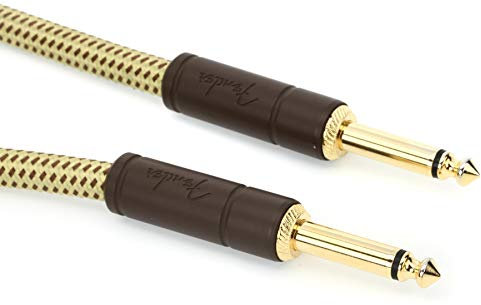 Fender Deluxe Series Câble Instrument Guitare, 3m, Droit,Droit, Tweed, Idéal pour les musiciens de tous niveaux, Flexibilité et Durabilité, Parfait pour les Environnements de Scène et de Studio
