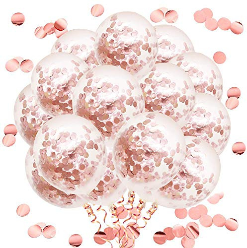 Luftballons Konfetti Rosegold SKYIOL 50 Stück 30cm Ballons Glitzer Rosegold Latex Luftballons Helium Ballons Set für Hochzeit Mädchen Frauen Geburtstag Valentinstag Jubiläum JGA Party Dekoration