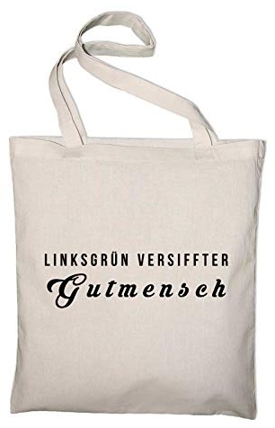 STYLETEX23 Linksgrün versiffter Gutmensch Jutebeutel Shopping Bag, natur