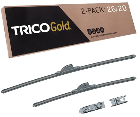 TRICO Gold 26 + 20 Premium Automotive Replacement Windshield Wiper Blades (Set of 2), Passenger and Driver Side All-Weather Beam Wiper Blades for Select Vehicle Models