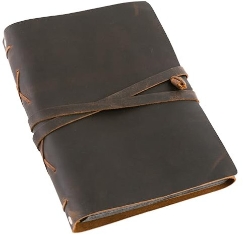 MOONSTER® Leder Fotoalbum Scrap Book - Handgefertigtes Vollnarben-Büffelleder Scrapbook & Fotoalben für Fotos mit Lederband - Schönes handgemachtes Hochzeitsfotoalbum Buch Fotobuch