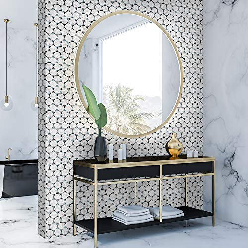Lot de 10 autocollants de 20 x 20 cm imitation carreaux de ciment à poser au mur. Crédence, décoration d’intérieur, pour salon, cuisine, salle de bains, gris métallisé (metallic grey)