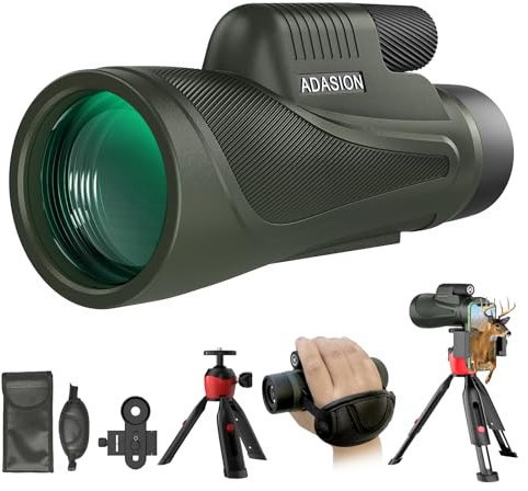 12x56 Hochauflösendes Monokular mit Smartphone-Adapter, verbessertem Stativ, Handschlaufe - Hochleistungs monokular, leichtes Monokular mit klarem Sehfeld
