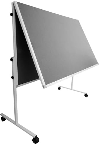 Floordirekt Filz Moderationstafel | Mobil & Klappbar | Filztafel Pinnwand mit feststellbaren Rollen | Metaplanwand Doppelseitig nutzbar | Inkl. Stellfüße & Rollen (150 x 120 cm, Grau)