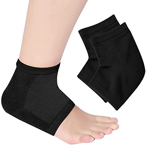 Fotvård Hälkudde Gel Hälskydd Hälstrumpa för Hälsporre Plantar Fasciit Kompressionsstrumpor Svart fit for Män och Kvinnor