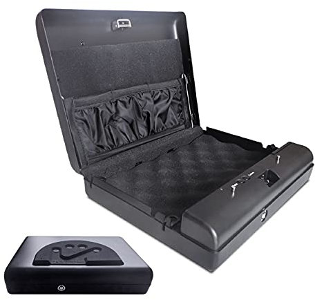 KELUNIS Gun Safe for Pistols, Quick Access Firearm Safety Device with Password/Key Lock, Gun Security Safe for Home