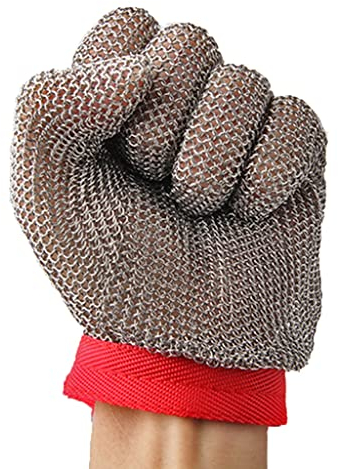 Guanti Antitaglio Guanti Comodi, Traspiranti, Resistenti al Taglio, Guanti da Lavoro in Filo Metallico, Cucina Alimentare, Guanti da Macellaio (Size : 1pcs/XL)