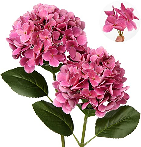 Oairse 2 Stück Künstliche Hortensienblüten 3D-Druck Real Touch Künstliche Blumen wie echte Hortensien für Hochzeit, Zuhause, Hotel, Party, Blumenarrangement, Blumen Durchmesser 19 cm