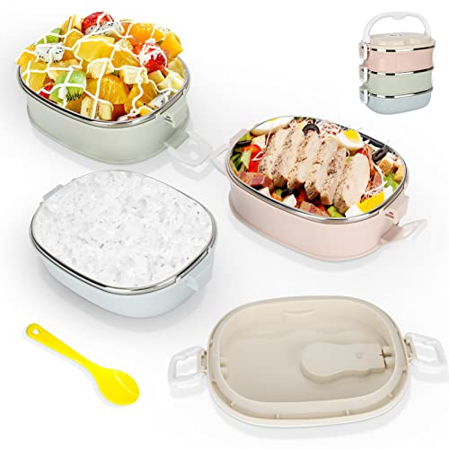 Pilipane Porta Pranzo Termico,Bento Box per Alimenti con Design Ermetico, Contenitore per Pranzo da Ufficio e Viaggi, Lunch Box in Acciaio Inossidabile e PP Alimentare
