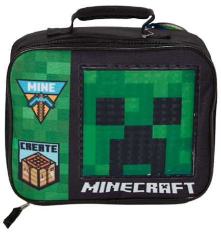 Minecraft Lunch Box for Boys and Girls - Soft Insulated Lunch Bag for Kids, Green