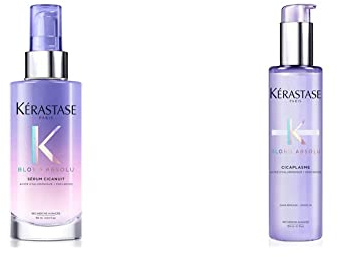 Kérastase | Nachtserum für trockenes und blondiertes Haar, 90 ml & Stärkender Hitzeschutz ohne Ausspülen für trockenes und blondiertes Haar, Mit Hyaluronsäure, Cicaplasme Serum, Blond Absolu, 150 ml