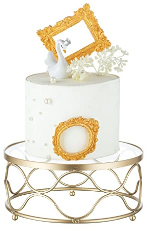 NUPTIO Cupcake Stand Runda Guld: Metall Tårta Står för Eftermiddagste 22cm Diameter Geometriska Dessert Display Bricka med Akryl Panel för Bröllop Födelsedagsfest Baby Shower Juldekorationer