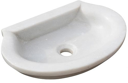 Biscottini Évier en marbre 46 x 31 x 13 cm, évier extérieur et intérieur, lavabo à poser pierre, évier de cuisine
