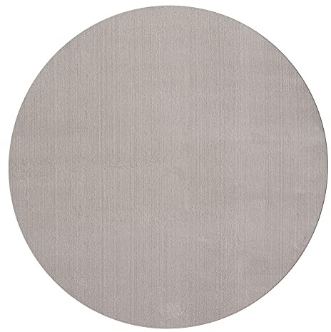 Mia´s Teppiche Taos – kuscheliger Kurzflor Teppich in Felloptik, super Soft & waschbar bis 30°C, mit Anti-Rutsch-Unterseite, Wohnzimmer & Schlafzimmer, Made in Türkiye, Sand, 120 x 120 cm Rund