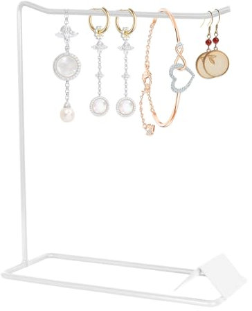 Mikihat Schmuckständer, Schmuckhalter Halskettenständer Ohrringhalter Schmuckbaum Kettenhalter, Metall Schmuck Organizer, Schmuck Aufbewahrung für Armbänder Ohrringe Ringe Ketten Uhren (Weiß)