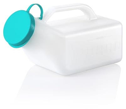 Easy Care Solutions Men's Urinal Bottle | 1000ml | Secure Cap | Pack of 3 | | Clear Measuring Scale | Comfortable Easy Grip Handle | Ideal For Home or Travel | Supports Independent Care