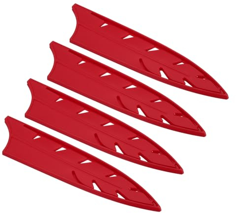 PATIKIL Knife Sheaths for Kitchen Knife for 8 Chef Knife, 4 Pcs Knife Edge Guard, Knife Sheath Covers Sleeves, Feathered Chef's Knife Set, Red, 8.5x 2
