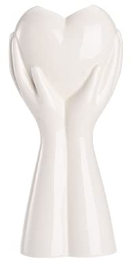 CDQL Weiße Keramik-Handvase, Kreative Hand Haltende Herzvase, Handvase Herzvasen für Blumen, Moderne Kunstvase für Hochzeitsdekoration, Liebesgeschenke (1)