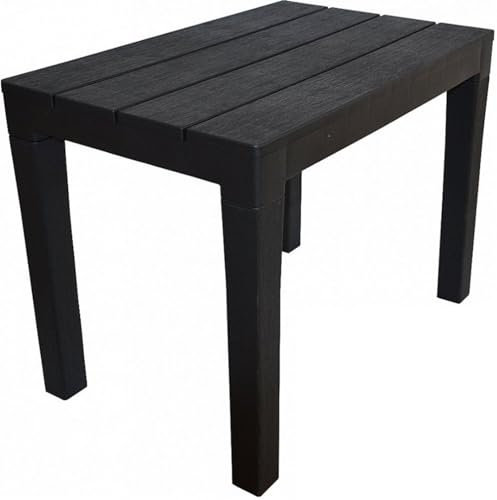 Koopman International B.V. Sitzbank Gartenbank Bank 60x40x45cm Schwarz Holzoptik Kunststoff Garten Terrasse Balkon Verande 0150