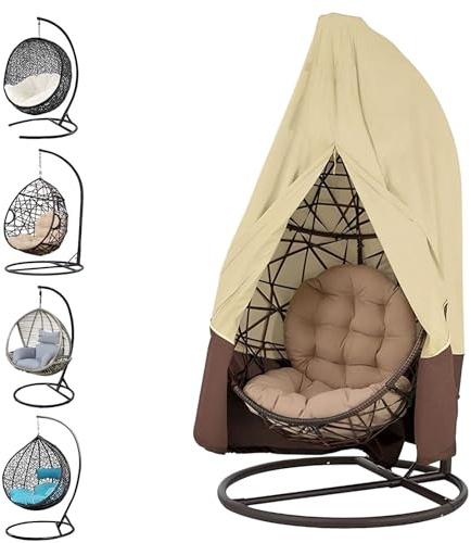 Morbuy Hängesessel Abdeckung, Swing Egg Chair Cover Einzel/Doppel, Hängestuhl mit Reißverschluss Anti-Staub Wasserdicht Schutzhülle, Hängesessel Outdoor Gartenmöbel Schutzhülle (Beige,230x200cm)