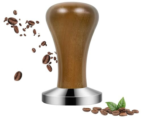 Coffee Tamper 51mm, Wood Handle Barista Tamper, Coffee Grounds Barista Espresso Machines Accessory, Coffee Bean Powder Hammer for Coffee Machine