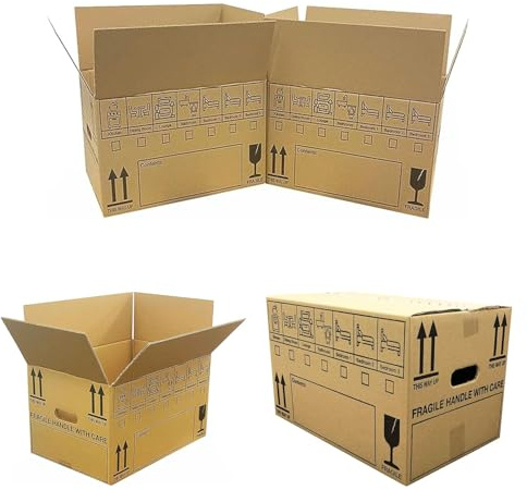 Printed Strong Cardboard Boxes 47cm x 31.5cm x 25cm 44 Litres | Shipping Packing House Removal Moving Boxes