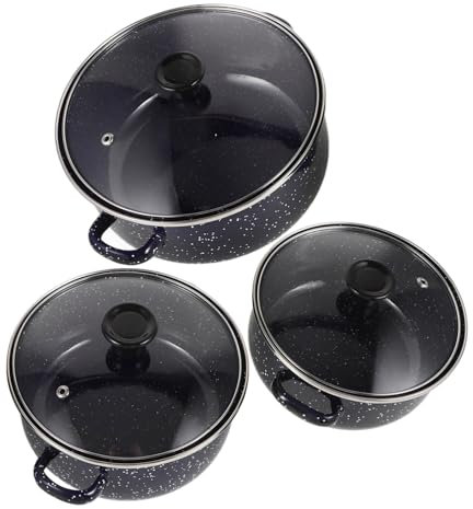 PRETYZOOM Pentole Per Zuppa Smaltate - Set Da 3 Pezzi Per La Cucina Di Casa Per Bollire E Stufare