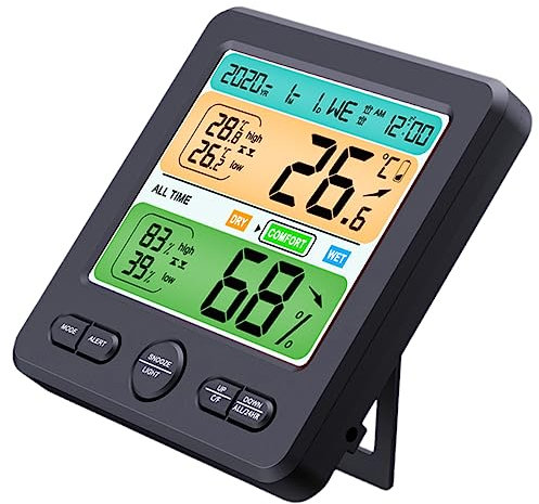 FUNOMOCYA Temperatursensor-wandthermometer Indoor-home-monitor Digitales Hygrometer Großes Display Für Temperatur Und Luftfeuchtigkeit Schwarze Muscheluhr