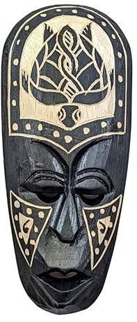 Coco Papaya Maschera piccola africana 25 cm in legno nero – motivo tartaruga