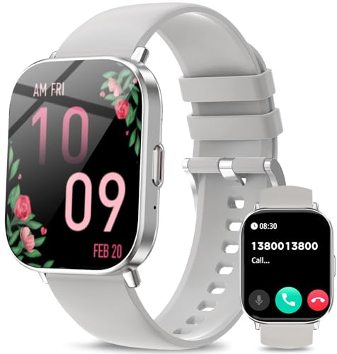 Smart Watches for Men Women(Call Receive/Dial), 2.01 Touch Screen Fitness Tracker with Blood Pressure/Heart Rate/Sleep Monitor, 120+Sports Modes, IP67 Waterproof Smartwatch for Android iOS, Sliver