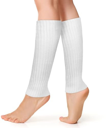 AUYAO Gestrickte Beinstulpen Damen Winter Stulpen Kinder Crochet Stricken Lose Beinwärmer Lange Leg Warmers Gothic Punk Thermo Gestrickte JK Socken Legwarmers 90er Kawaii Häkelstulpen (Weiß, 41*8.5cm)