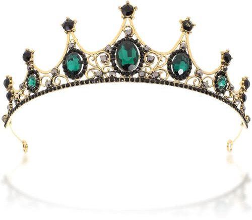 Couronne Dames Accessoires de Cheveux de Mariée Strass Princesse Vert Rétro Magnifique Couronne Peigne à Cheveux pour Banquet Mariage Fête d’Anniversaire
